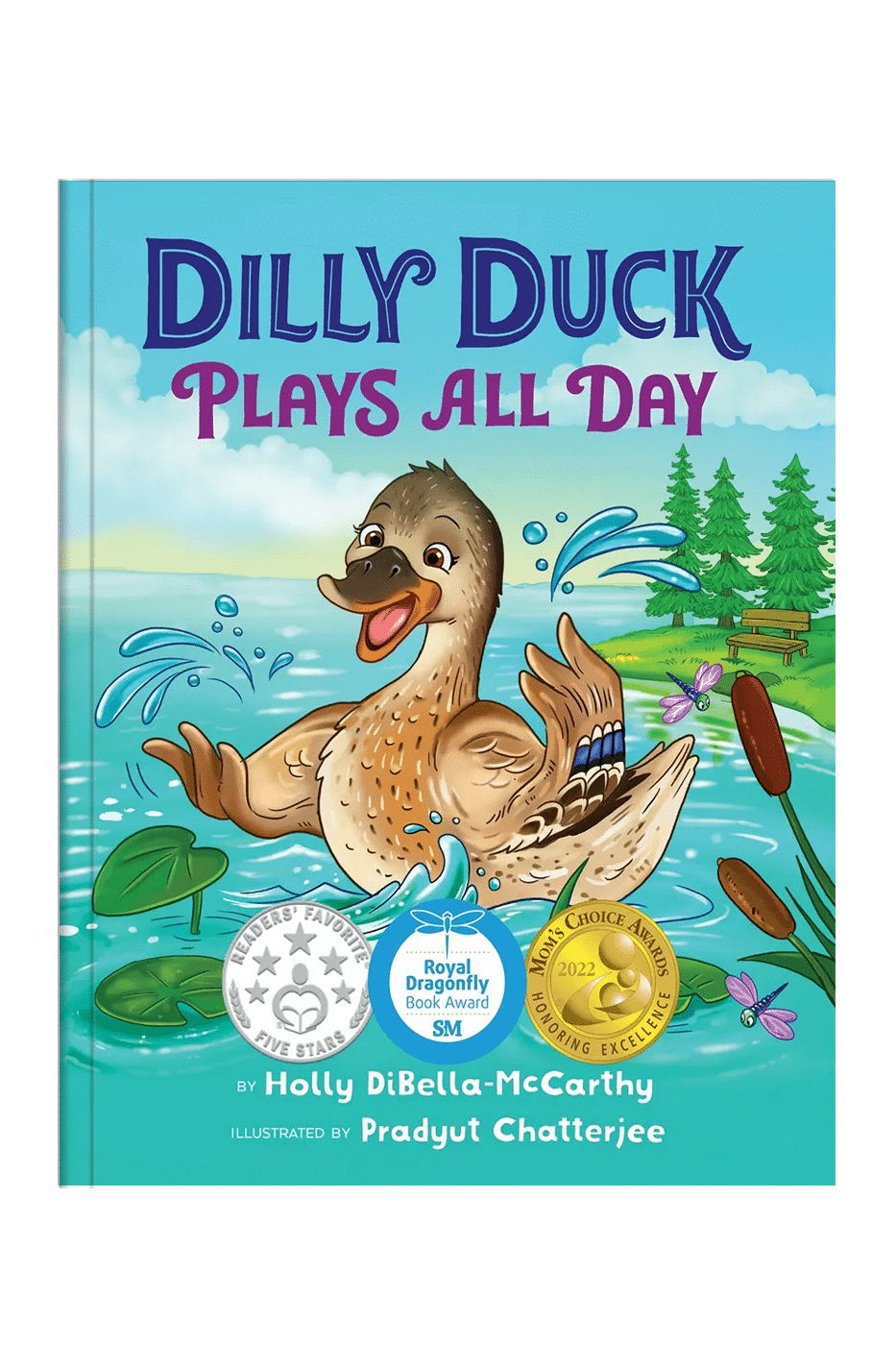 book cover of dilly duck plays all day_book chatter press_holly dibella mccarthy
