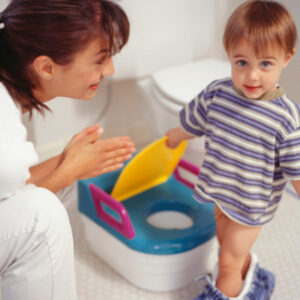 Mother and child with a potty