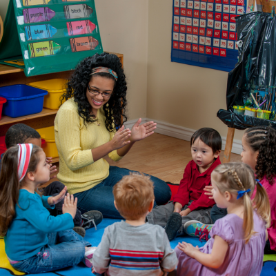 kindergarten group with teacher